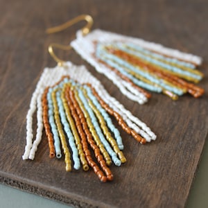 Beaded fringe earrings, bead earrings, seed bead earrings, dangle earrings, long beaded earrings, tassel earrings,