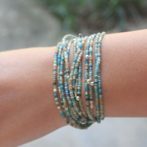 long beaded necklace, boho necklace, seed bead necklace, wrap bracelet, beaded necklace, multi layer necklace, thin necklace, minimalist