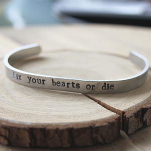 Stamped Aluminum Cuff Bracelet: Twin Peaks, David Lynch Inspired