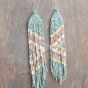 Beaded fringe earrings, bead earrings, seed bead earrings, dangle earrings, long beaded earrings, tassel earrings, fringe earrings, boho