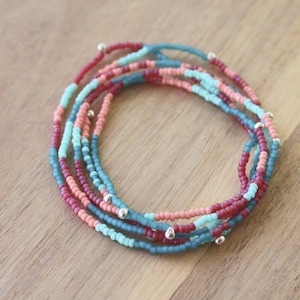 long beaded necklace, boho necklace, seed bead necklace, wrap bracelet, beaded necklace, multi layer necklace, thin necklace, minimalist