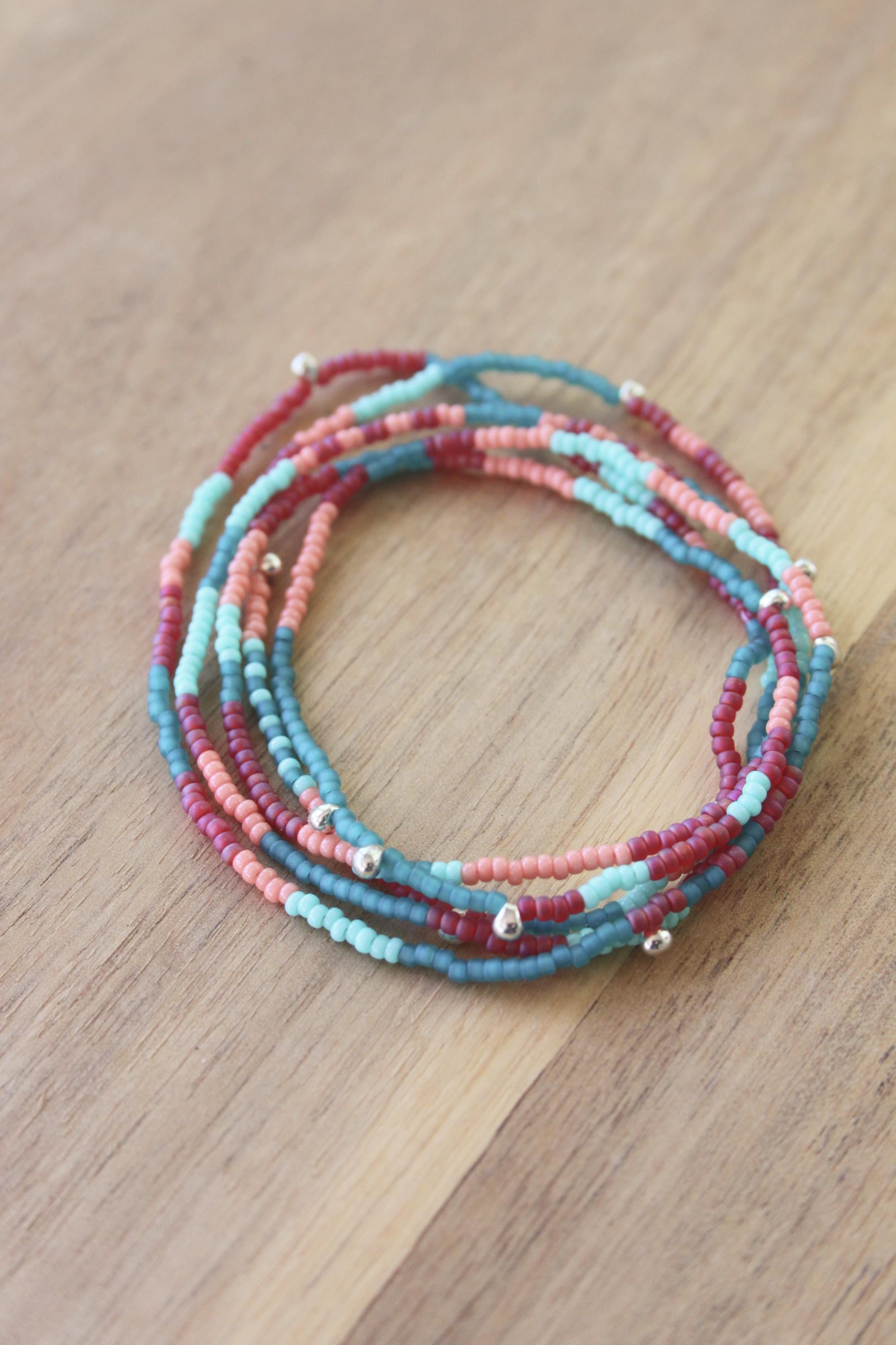 long beaded necklace, boho necklace, seed bead necklace, wrap bracelet, beaded necklace, multi layer necklace, thin necklace, minimalist