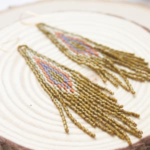 Beaded fringe earrings, bead earrings, seed bead earrings, dangle earrings, long beaded earrings, tassel earrings,