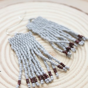 Beaded fringe earrings, bead earrings, seed bead earrings, dangle earrings, long beaded earrings, tassel earrings, beadwork earrings