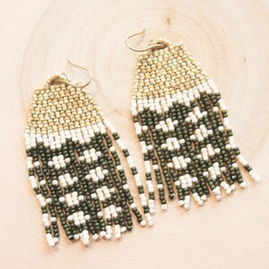 Beaded fringe earrings, bead earrings, seed bead earrings, dangle earrings, long beaded earrings, tassel earrings,