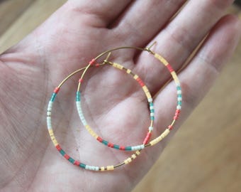 Boucles D'oreilles Créoles Strass Et Perles Bohème Argenté - Neuves Avec étiquettes, Dormeuses