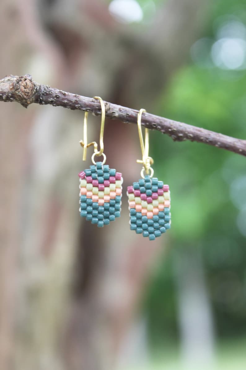 Tiny Chevrons // Beaded fringe earrings, bead earrings, seed bead earrings, dangle earrings image 4