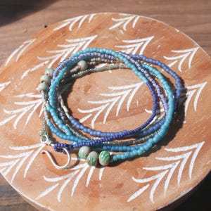 long beaded necklace, boho necklace, seed bead necklace, wrap bracelet, beaded necklace, multi-layer necklace, minimalist, beaded jewelry