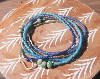 long beaded necklace, boho necklace, seed bead necklace, wrap bracelet, beaded necklace, multi-layer necklace, minimalist, beaded jewelry