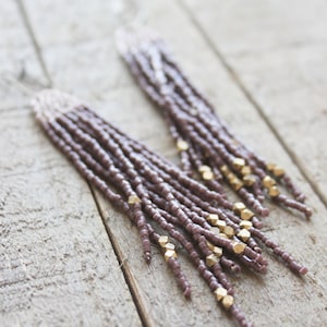 Beaded fringe earrings, bead earrings, seed bead earrings, dangle earrings, long beaded earrings, tassel earrings,