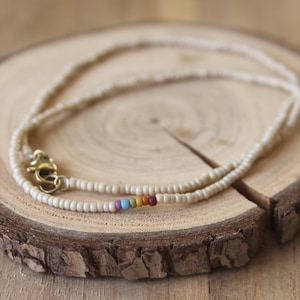 long beaded necklace, boho necklace, seed bead necklace, beaded necklace, simple beaded necklace, thin necklace, pride necklace, rainbow