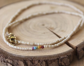 long beaded necklace, boho necklace, seed bead necklace, beaded necklace, simple beaded necklace, thin necklace, pride necklace, rainbow