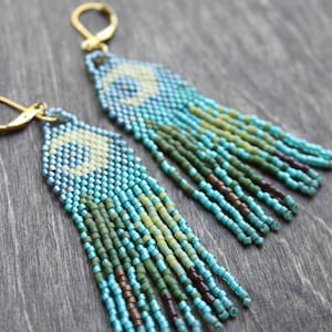 Beaded fringe earrings, bead earrings, seed bead earrings, dangle earrings, long beaded earrings, tassel earrings,