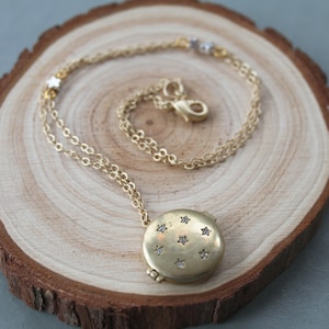 Constellation necklace, locket necklace, star necklace, locket, gold necklace, gift for her