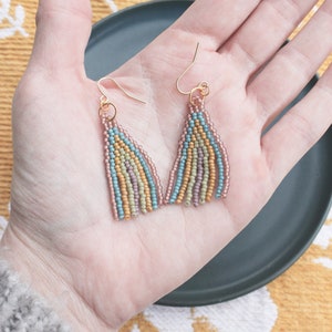 Beaded fringe earrings, bead earrings, seed bead earrings, dangle earrings, long beaded earrings, tassel earrings,