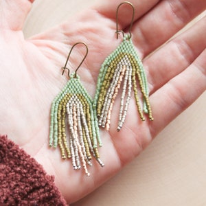 Beaded fringe earrings, bead earrings, seed bead earrings, dangle earrings, long beaded earrings, tassel earrings,