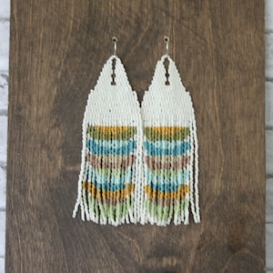 Beaded fringe earrings, bead earrings, seed bead earrings, dangle earrings, long beaded earrings, tassel earrings,