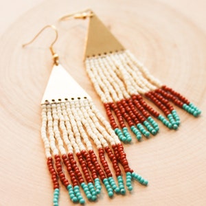 Beaded fringe earrings, bead earrings, seed bead earrings, dangle earrings, long beaded earrings, tassel earrings,