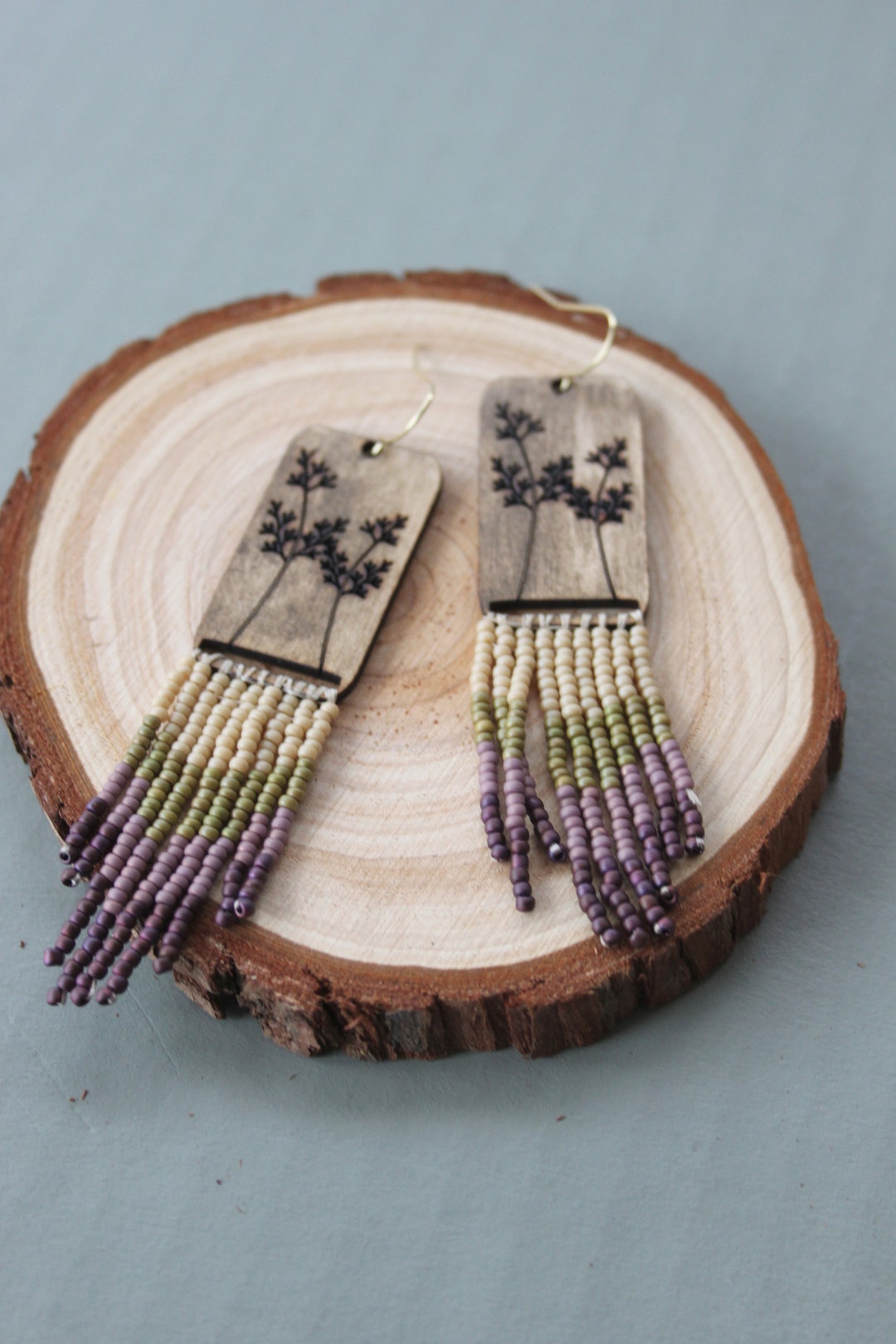 Hand Woven Seed Bead Fringe Earrings, Boho Dangle Earrings - Etsy