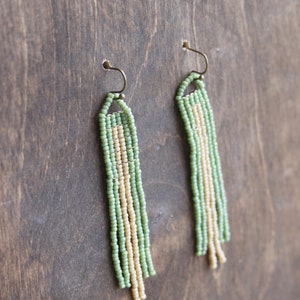 Beaded fringe earrings, bead earrings, seed bead earrings, dangle earrings, long beaded earrings, tassel earrings,