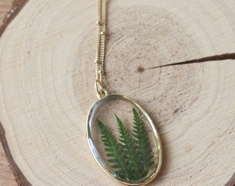 Pressed fern necklace, botanical necklace, real fern jewelry, fern jewelry, nature jewelry, botanical jewelry, cottage core, gold necklace