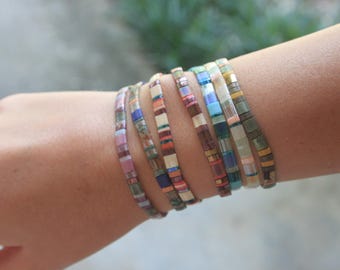 Tila Armband, Stapel Armbänder, Perlen Armband, Stretch Armbänder, Boho Armbänder, Festival Schmuck, Armbänder für den Sommer, Geschenk für sie