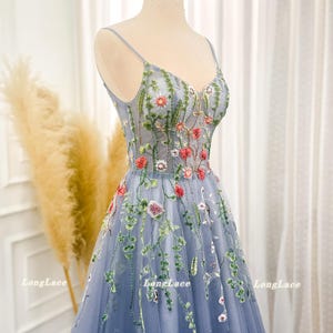 Evening dress | Prom Dress | Tulle Wedding Gown with Handcrafted Floral Embroidery | Wedding Dress | A-Line Bridal Gown