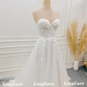 A-Line Wedding Dress | Tulle Bridal Gown | Lace Bride Dress | 3D Floral Embroidery Wedding Dress| Wedding Dress