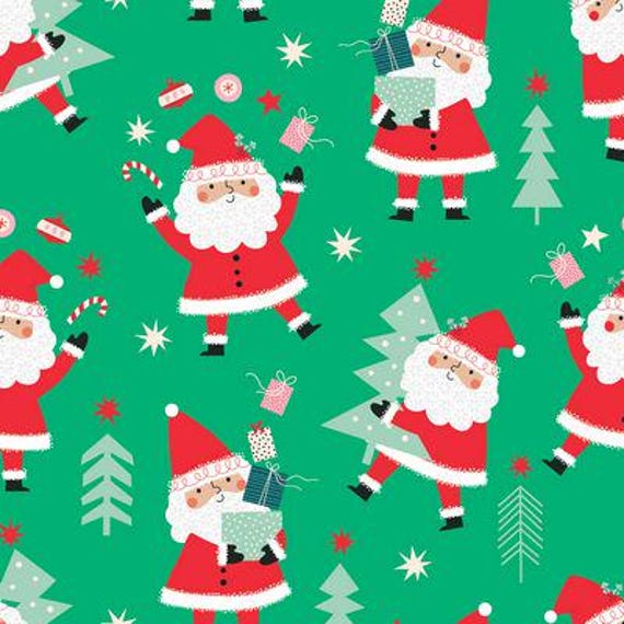 Clearance FABRIC Wonderful CHRISTMAS Time Santa Christmas Fabric Imported from the UK