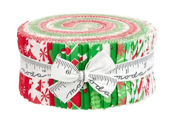FABRIC JELLY ROLL Christmas Snow Time 2.5" Strips by Moda