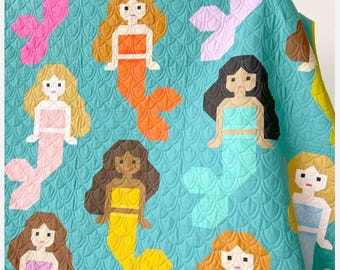 PATTERN MERMAIDS Patchwork Quilt