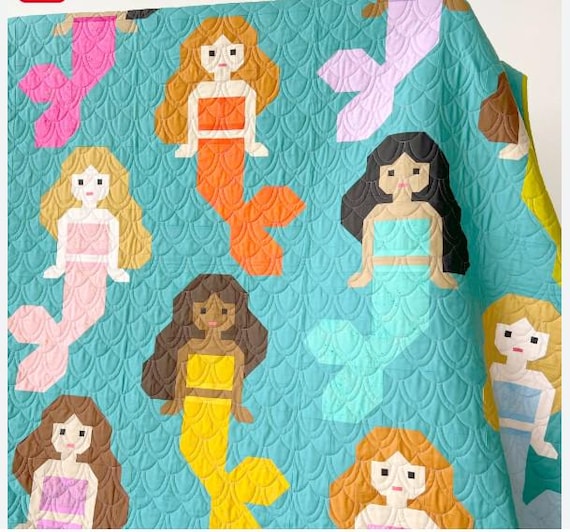 PATTERN MERMAIDS Patchwork Quilt