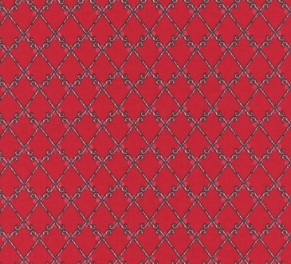 FABRIC Mistltoe and Holly CHRISTMAS Mini Candy Canes on Red