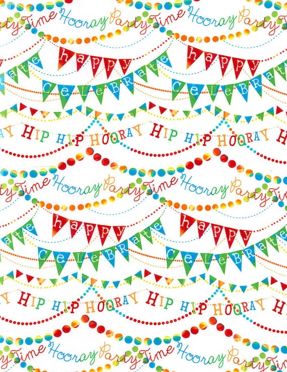Clearance FABRIC Hip Hip HOORAY Party Bunting Banner Flags Fabric