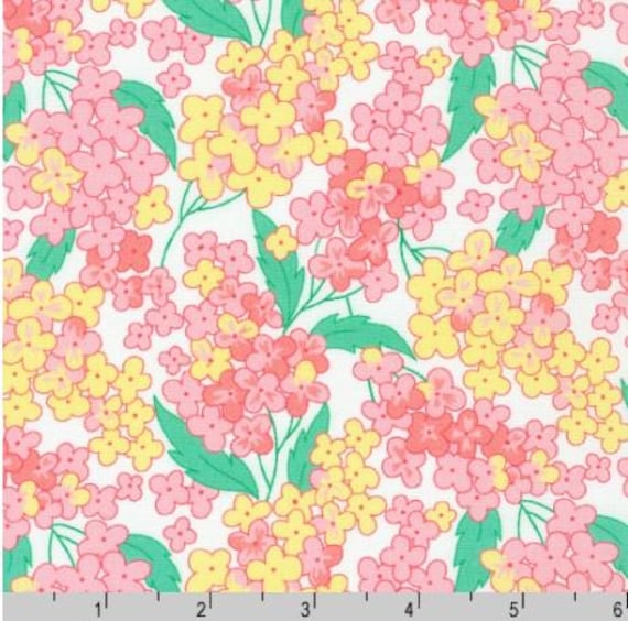 FABRIC From the COTTAGE FLOWER House Pink and Yellow Lilacs for Spring
