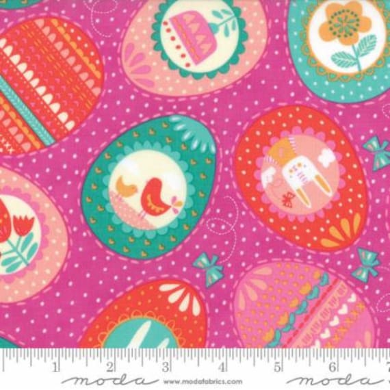 Clearance FABRIC EASTER Spring BUNNY Eggs by Moda    Listing is for One Yard