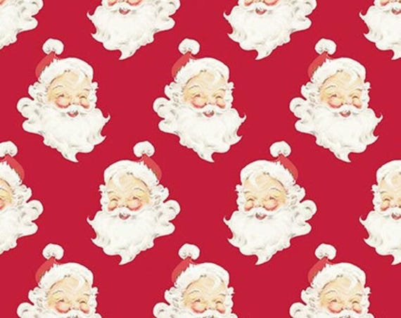 FABRIC Vintage Style Merry Little CHRISTMAS Santa Red by Riley Blake