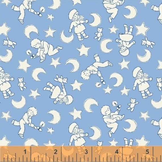 Clearance FABRIC Storybook Sleepytime Children and the Moon and Stars