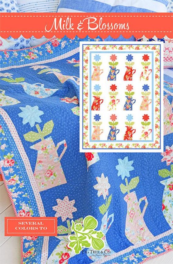 PATTERN Milk and Blossoms Watering Cans and Flowers Quilt