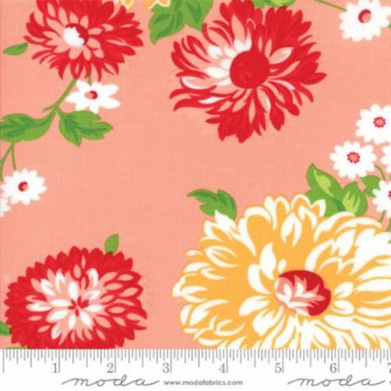 FABRIC The GOOD LIFE Coral and Red main print   We combine shipping
