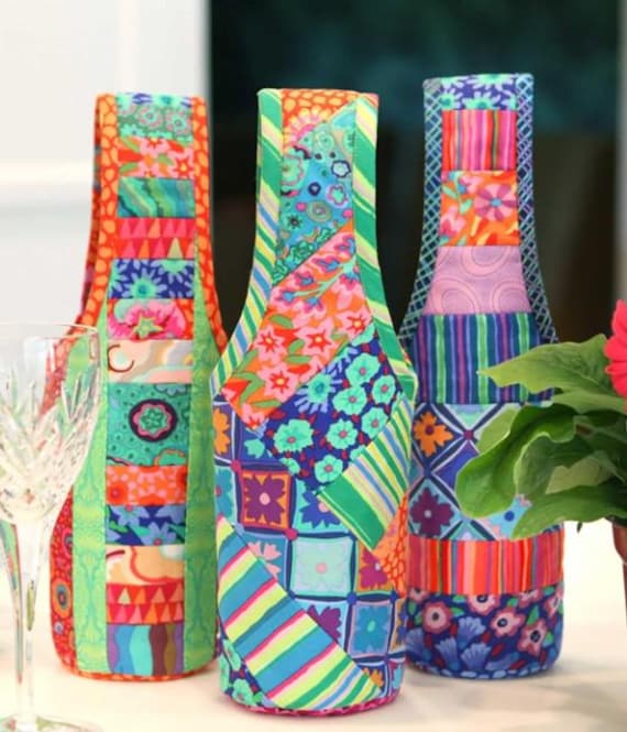 KIT QUILT Sew as you Go 3 Different Wine Totes