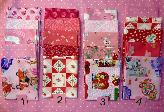 FAT QUARTER BUNDLE Love, Animals and Hearts Choice