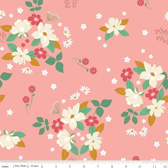 FABRIC Retro Vintage Sweet Acres in Blush by Riley Blake ONE Yard