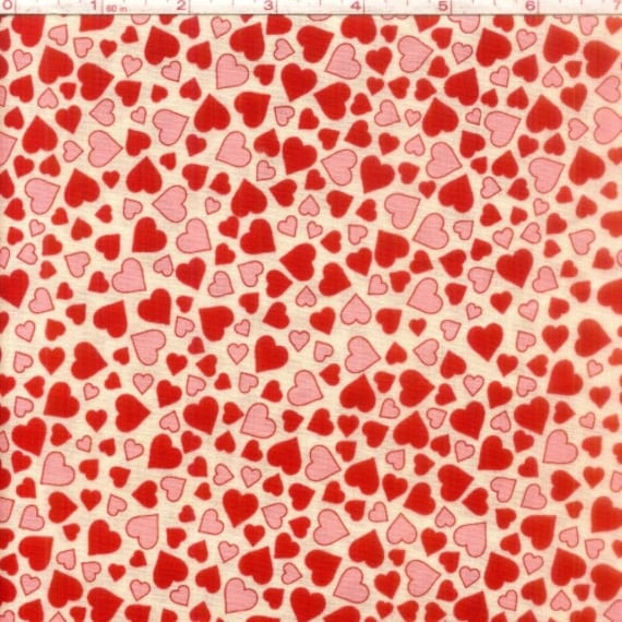 Clearance FABRIC LOVEBIRDS Hearts on Natural Valentine's Day by RJR One 50" piece