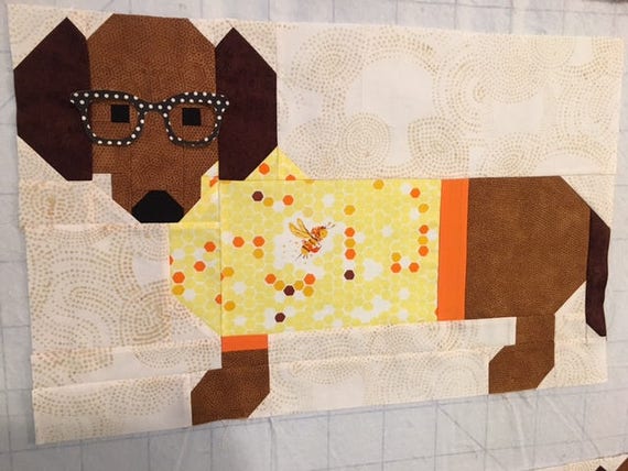 PATTERN DOGS in SWEATERS Quilt and Pillow pattern 2 sizes with Dachsunds Doxie Dogs    We combine shipping