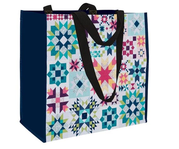Clearance QUILT LARGE TOTE Bag for Travel or Quilt Shows Barn Star Sampler