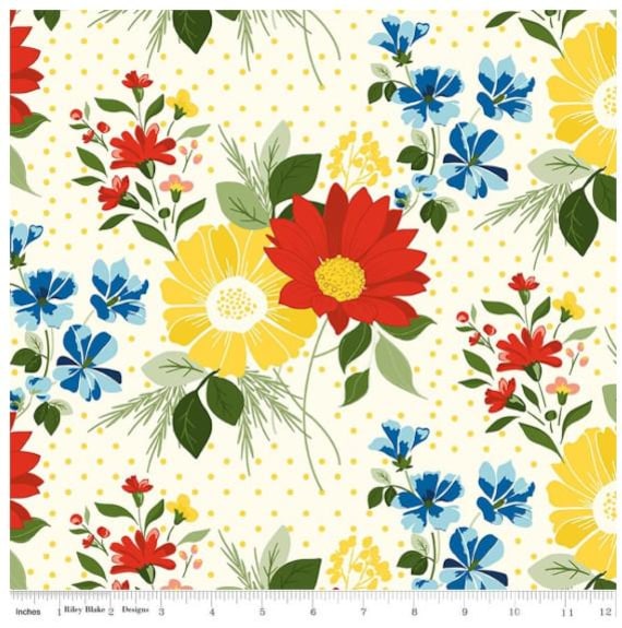 FABRIC SUMMER'S In TOWN Large Floral Feedsack Style