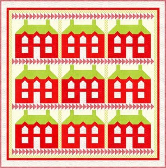 PATTERN CHRISTMAS MANOR House Block with Flying Geese Quilt