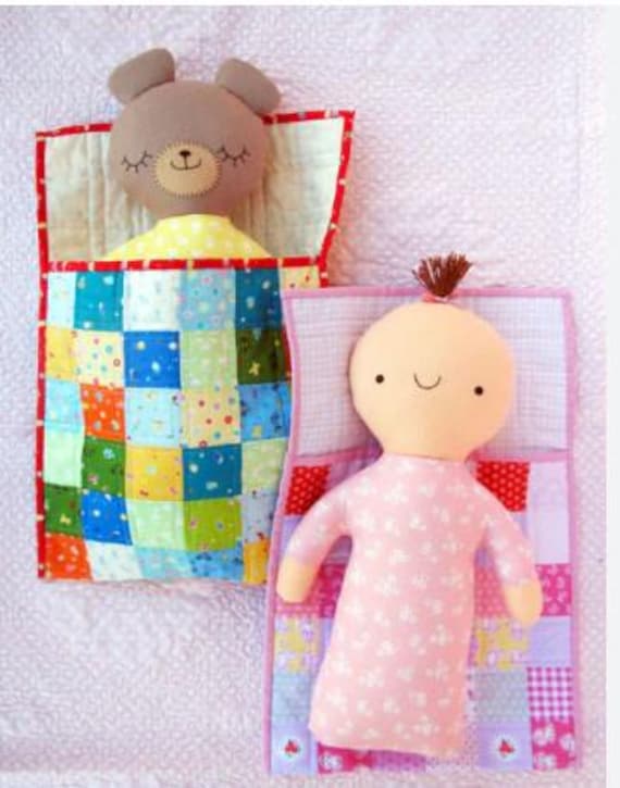 PATTERN Awake Asleep Reversible Doll and Bear with Sleeping Bags Goodnight Baby and Bear