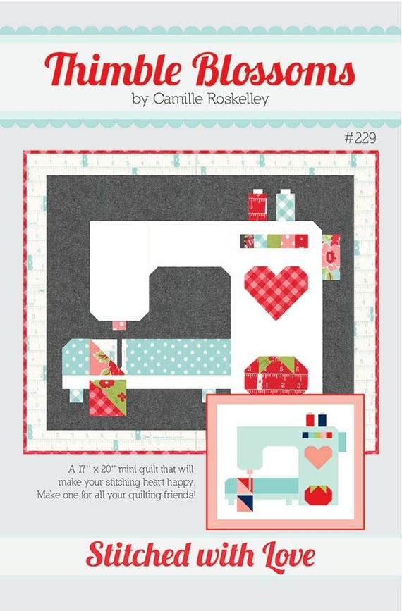 PATTERN STITCHED with LOVE Sewing Machine Mini Quilt Charm and Fat Quarter Friendly